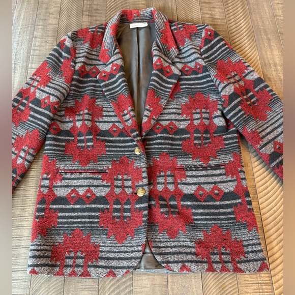 DANIELLE B - Vintage Red/Black/Gray Patterned Blazer Women’s Size Medium - Picture 11 of 16